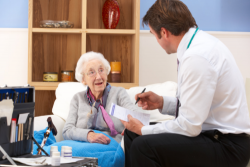 an elderly woman in her appointment with her doctor